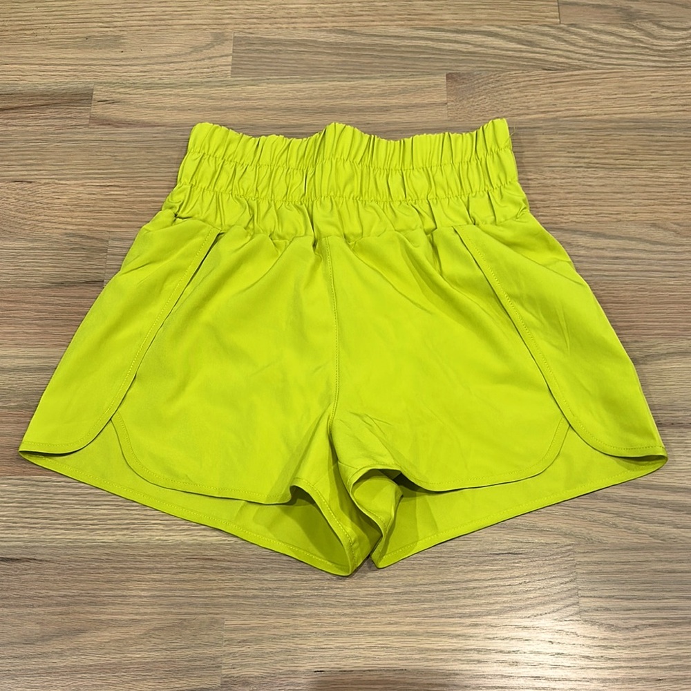 Women's yellow/chartreuse high waisted shorts